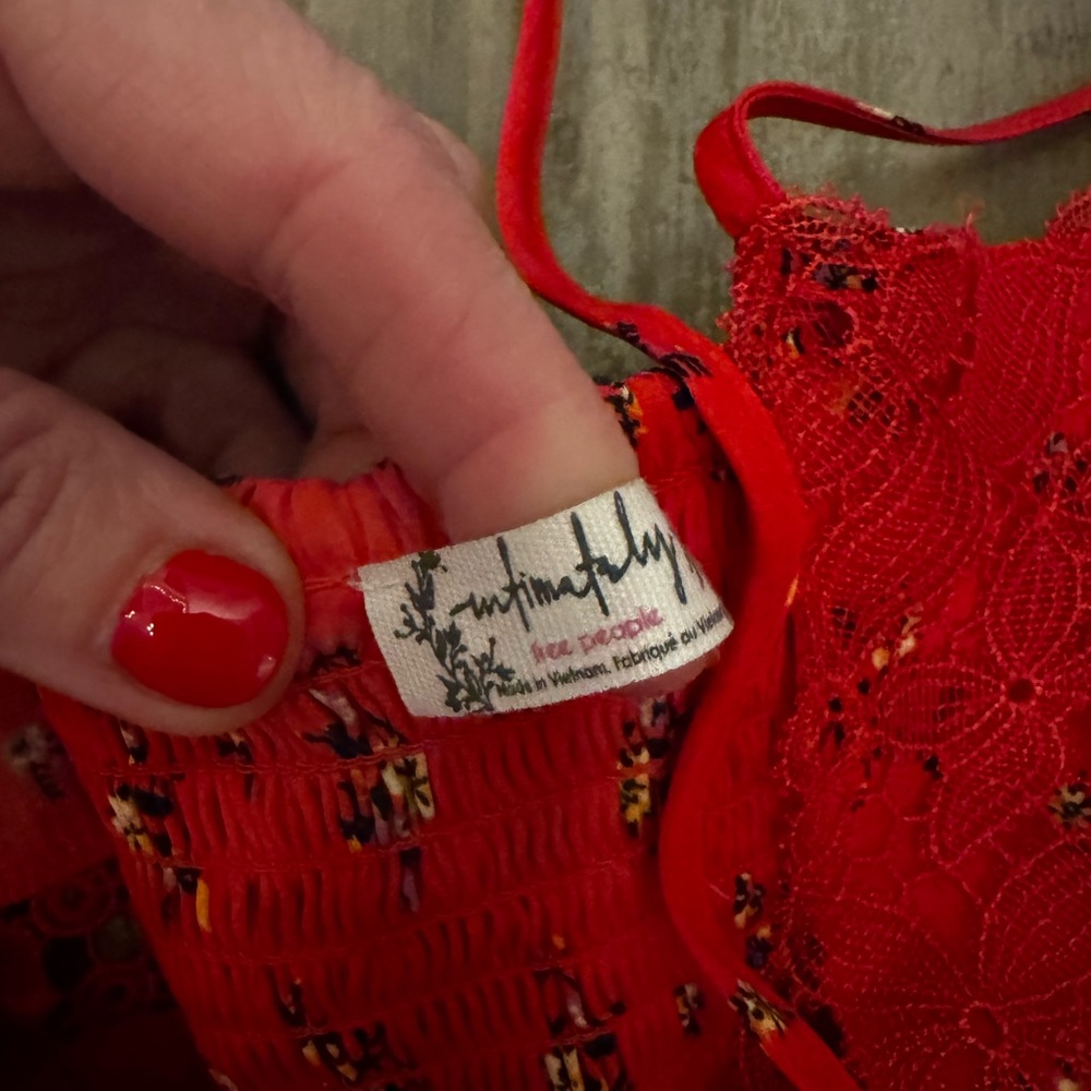 Free People Chic Red Floral Maxi Slip Dress - Picture 6 of 15